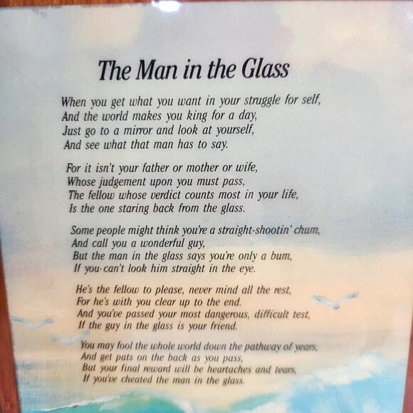 Wood Wall Plaque The Man in the Glass Decoupage Canada Vintage 80s - Picture 2 of 8